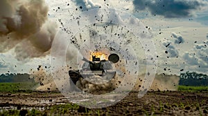 Tank Emitting Heavy Smoke During Battle