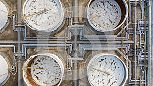 Tank farm or oil terminal for storage of oil and petrochemical products, Aerial view