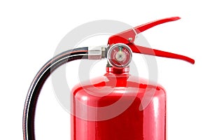 Tank fire red color extinguishers isolated on white background.