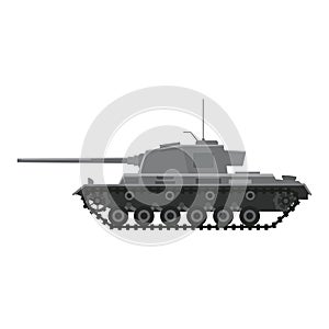 Tank German World War 2 Tiger I heavy tank. Military army machine war, weapon, battle symbol silhouette side view icon