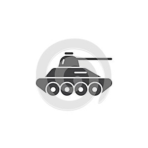 Tank icon in flat style. Panzer vehicle vector illustration on isolated background. Transport sign business concept