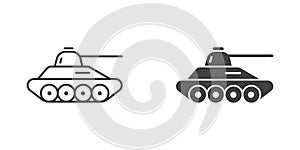 Tank icon in flat style. Panzer vehicle vector illustration on isolated background. Transport sign business concept