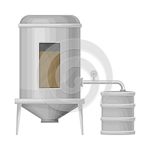 Tank with Malted Barley Lautering Process as Beer Production Vector Illustration