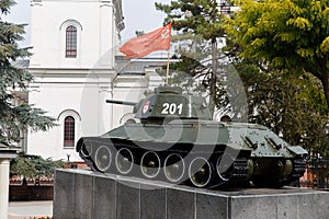 Tank monument to the liberators of Simferopol. Crimea