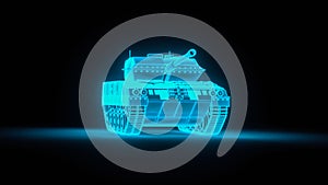 tank in neon blue 3d rendering