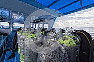 Tank on scuba diving boat