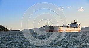 Tank ships entering the Port of Santos