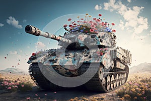 Tank shooting flowers