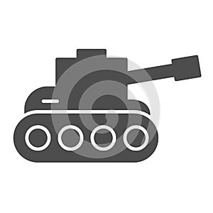 Tank solid icon. Army war vehicle silhouette symbol, glyph style pictogram on white background. Warfare or military sign