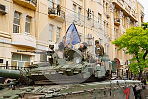 tank on the streets of during attempted military coup in Rostov-on-Don Russia