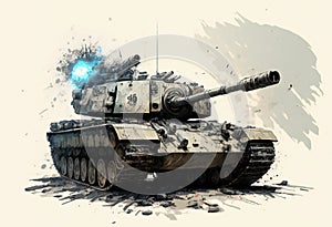 Tank t10 on white background, industries, military