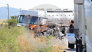 Tank transporter crash wreck