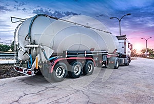 Tank truck carrying fuel