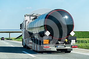 Tank truck on a highway or motorway