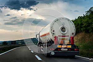 Tank truck on a highway or motorway photo