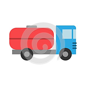 Tank truck icon. Truck with a tank for transporting water. Gasoline fuel truck