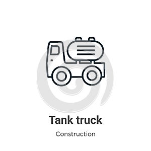 Tank truck outline vector icon. Thin line black tank truck icon, flat vector simple element illustration from editable