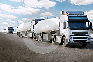 Tank truck on road, cargo transportation and shipping concept