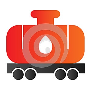 Tank wagon flat icon. Chemical fuel railroad wagon. Oil industry vector design concept, gradient style pictogram on