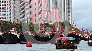 Tanka boat people living on boats in Aberdeen