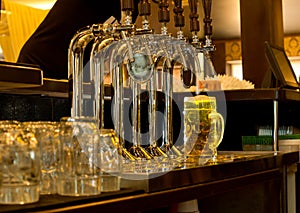 Tankard of draught beer in a pub