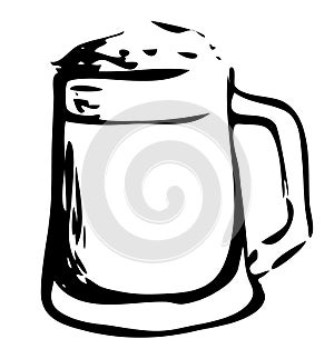Tankard stein mug beer glass. Hand drawn ink style graphics illustration. Oktoberfest, Saint Patrick or craft draft beer