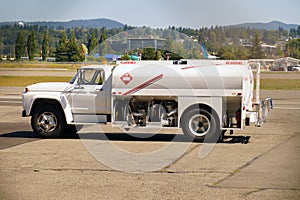 Tanker car at the airport. Preparation for refueling aircraft