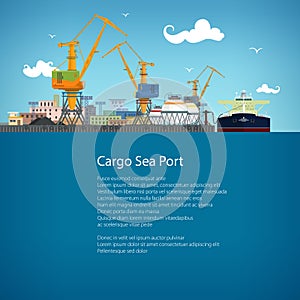 Tanker in a Cargo Seaport and Text