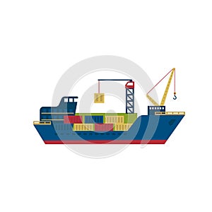 Tanker Cargo Ship with Containers. Vector