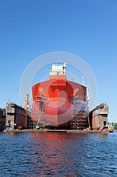 Tanker in dry dock