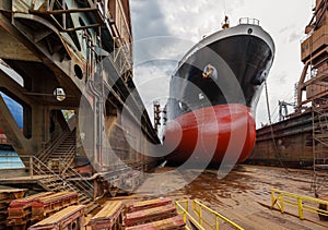 Tanker in dry dock