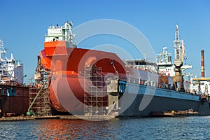 Tanker in dry dock