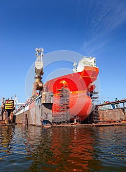 Tanker in dry dock