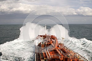 Tanker in heavy storm