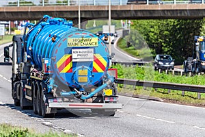 Tanker lorry truck on uk motorway in fast motion