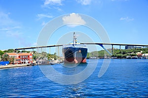 Tanker Moored Under Curacao Bridge