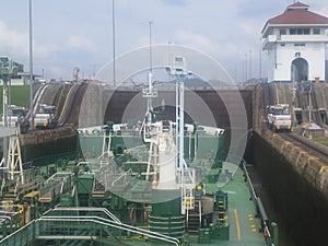 Tanker in the Panama canal