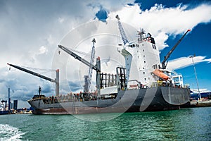 Tanker in the port of Miami for loading and bunkering operation