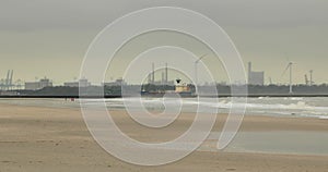 Tanker Ship arriving in the Port of Rotterdam