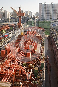 Tanker in shipyard photo