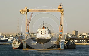 Tanker in shipyard photo
