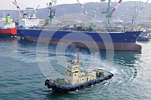 Tanker in shipyard