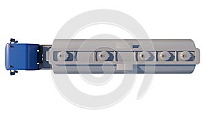 Tanker truck 2- Top view white background 3D Rendering Ilustracion 3D photo