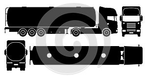 Tanker truck black icons vector illustration