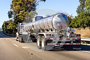 Tanker truck driving on the freeway