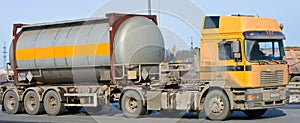 Tanker truck moves chemicals