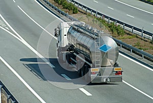 Tanker truck rolling on highway