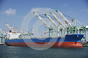 Tanker unloading in harbor