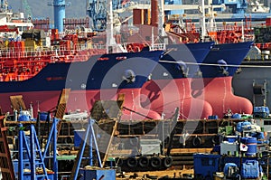 Tankers in shipyard photo