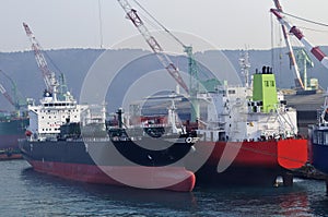 Tankers in shipyard